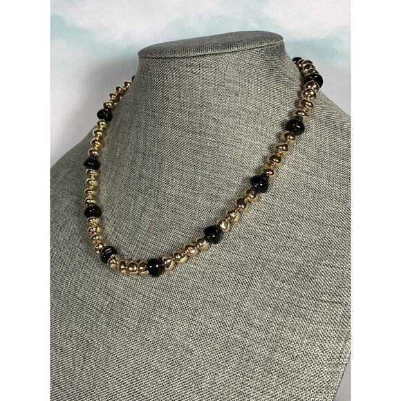 Francesca Visconti Gold Tone Black Acrylic Beads Link Necklace 20” - Picture 8 of 8